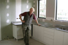The downstairs kitchen installed and being tested.