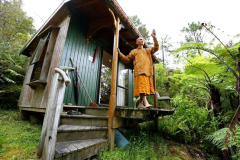Venerable is... ummmm stepping out in style? Showing the devas the vitarka mudra? Looking through a lens lightly? Happy?
