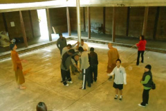 The pole is positioned and raised.