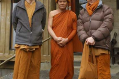 Ajahn Boonchuay visiting from Wat Purithat Patitharam in Pathum Thani braving the weather in Stokes Valley. A lovely visit.