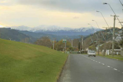 The view up the Hutt Valley. Yes thats snow on the Rimutaka Hills in the background.