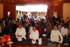 The crowd begins to assemble for Vesak.