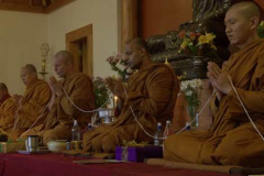 The Venerable Sangha chanting paritta. The blessings of the Buddha Dhamma and Sangha.