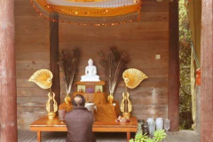 The small shrine in the cloister set up for Vesak.