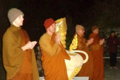 The sangha chanting at the stupa. Thats venerable Hiriko our new resident on the left. An auspicious start to his stay at Bodhinyanarama.