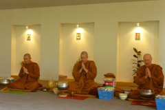 Ajahn Ariyasilo leads the Sangha chanting the anumodana.