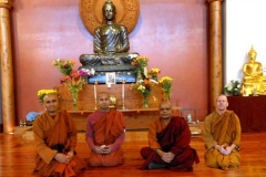 Bhante Jinalankara [L1] with Bhante Sugatavamsa [L3] who recently arrived in NZ to stay at Dhammagavesi. Bhante Wimalananda [L2] is from Auckland.