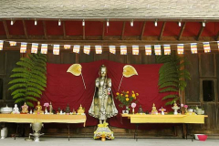 All the Buddhas lined up in the cloister ready to be blessed.