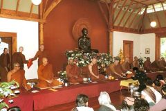 The sangha takes their place ready to begin the various ceremonies.