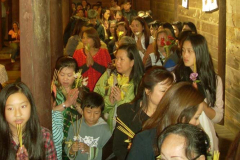 One section of the crowd circumambulating the main sala shrine.