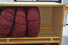 A detail of the new cushion rack in the downstairs eating area.