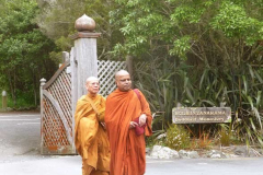 Bhante Sugatavamsa and Kusalacitto heading out to Stokes valley on alms round.