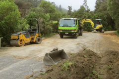 Work begins on preparing the monastery carpark for asphalting.