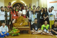 Ajahn Kusalo with the teens at the end of their weekend retreat in Kuala Lumpur.