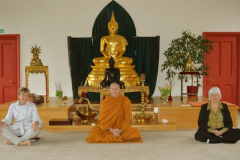 Two of the senior teachers with Ajahn Kusalo at the Samatha Center in Manchester.