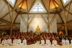 The Sangha assembled in the temple at Amaravati.