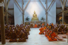 In the Dhamma Hall at Amaravati. The Sangha is gathering. There are many meetings.