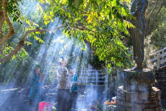 Radiant solar blessings shower down on devotion.