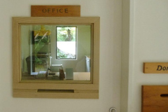 The office is slowly evolving. A window has been added to the door.