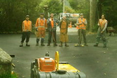 The guys from C&S Civil working on sealing the monastery entrance.