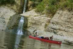 The river runs down hill - all the way.