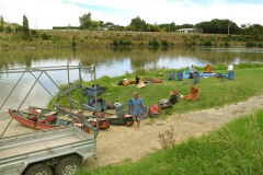 On the outskirts of Whanganui. Our gear strewn all over the grass.