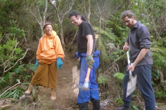 Marcus Drew and venerable Kusalacitto working on the redirected access to kuti #3.