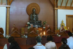 Chanting paritta auspicious blessings and dedicating the goodness and all the meritorious kamma of our day together.