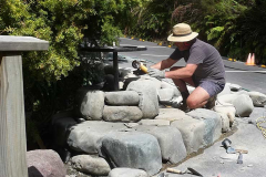 Simon working on the last stages of the plinth that will support the shiny buddha rupa.