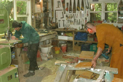 The workshop in action. Lindsay and Ajahn Medhino hard at work.