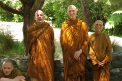 The two-Ajahn tudong. Taking leave of the sangha about to head north. Ajahn Sucitto on his way to Malaysia via Auckland. Aj Kusalo on a round-trip.