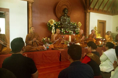 The sangha chant blessings.