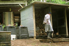 The new woodshed compost and incinerator - just next to the workshop below the library.