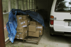 The recent shipment of books - including the new chanting book. How did Santa Claus get all this on the sled? A wonderful gift. Anumodana to all concerned.