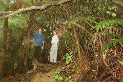 Marcel and Sebastian working on the final details of the pit toilet at Two-bridge kuti.