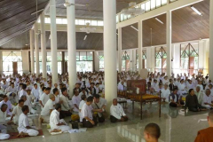 The laity gathered in the main sala at Wat Pah Pong.