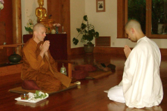Alex taking anagarika precepts with Ajahn Kusalo. Very auspicious and delightful.