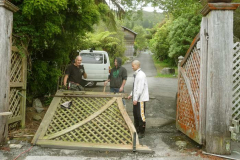 John leading work on repairing and raising the entrance gates ready for the new asphalt. The road surface is really rough and long due for a rebuild (next year).