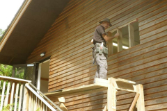John cuts a hole in the end of the dana sala for the new office window. Let there be light.!