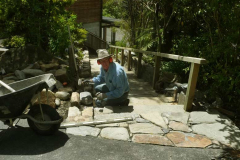 Gavin making the connection between the new transition step and the side wall.