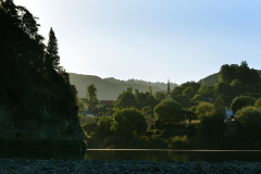Evening slowly closing in on Jerusalem once an important fishing village. A Catholic mission was established in 1854. Poet James K. Baxter and many of his followers formed a community at Jerusalem in 1970. We camped in the gravel yard down stream.
