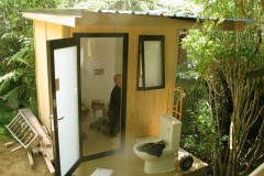 Pete the plumber installing the basin in the new loo. Almost ready for action.