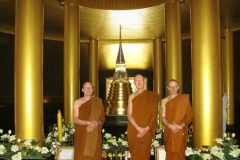 L-R: Ajahn Kusalo Sucitto Aruno - inside Luang Por Chahs chedi infront of his reliquary.