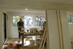 The workshop basement never looked better. Foreground panels are the central removeable wall.