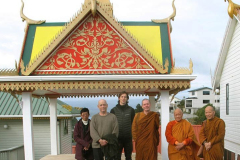 A visit to the Island Bay monastery to pay respects to Ajahn Maha Sutep before vassa. We are standing in front of their new pavilion made for the Ankhor Wat model.