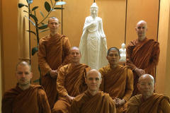 Venerable Bhuripanyo (center) about to head off to Oz. A resident sangha of 7 is somewhat of a record.