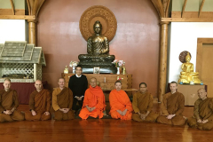 The resident sangha meeting with Luang Por Promsithi and the Thai ambassador.