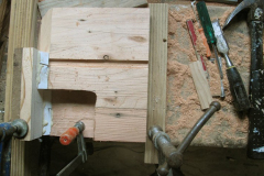 One of those "guess what it is?" photos. Lindsay has been dividing time between the kitchen and the new dana box door. Eventually you will see the whole picture.