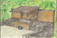A detail of the west-side reclining buddha rupa.