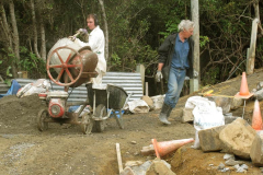 Paul on the mixer and Gavin on the move. The stupa emerges.